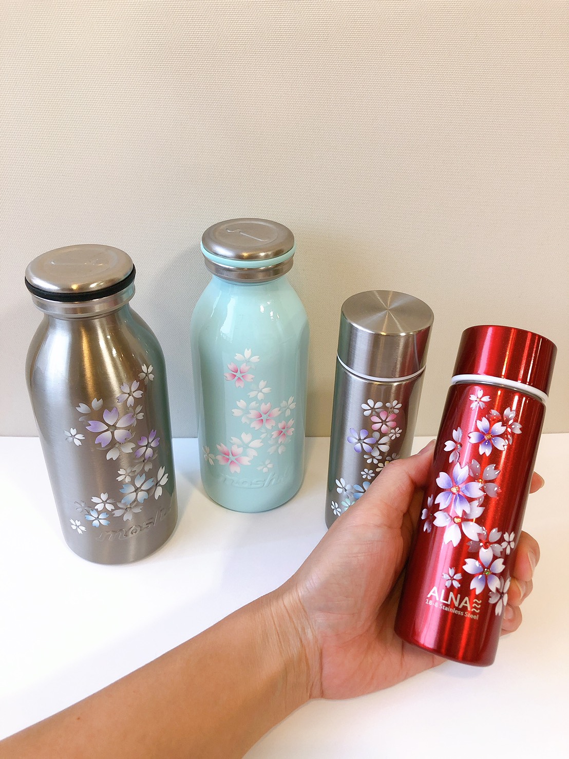 ひろじぃ くりすたるあーと工房 デザインサンプルご予約注文できます オリジナルあーと ミニステンレスボトル 140ml 赤